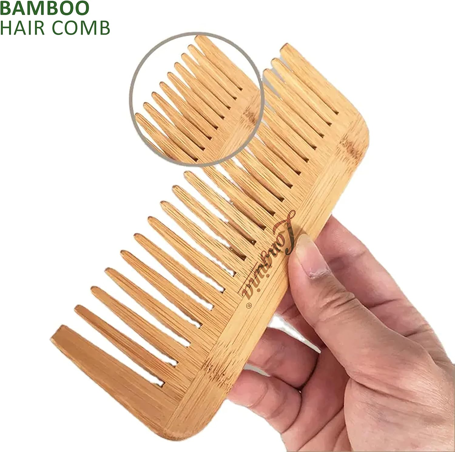 Longivia&reg; Comb for Curls Hair Ecological Wooden Comb Coarse 100% Natural Bamboo Curling Comb Natural Curls - Comb Wide Tooth Comb
