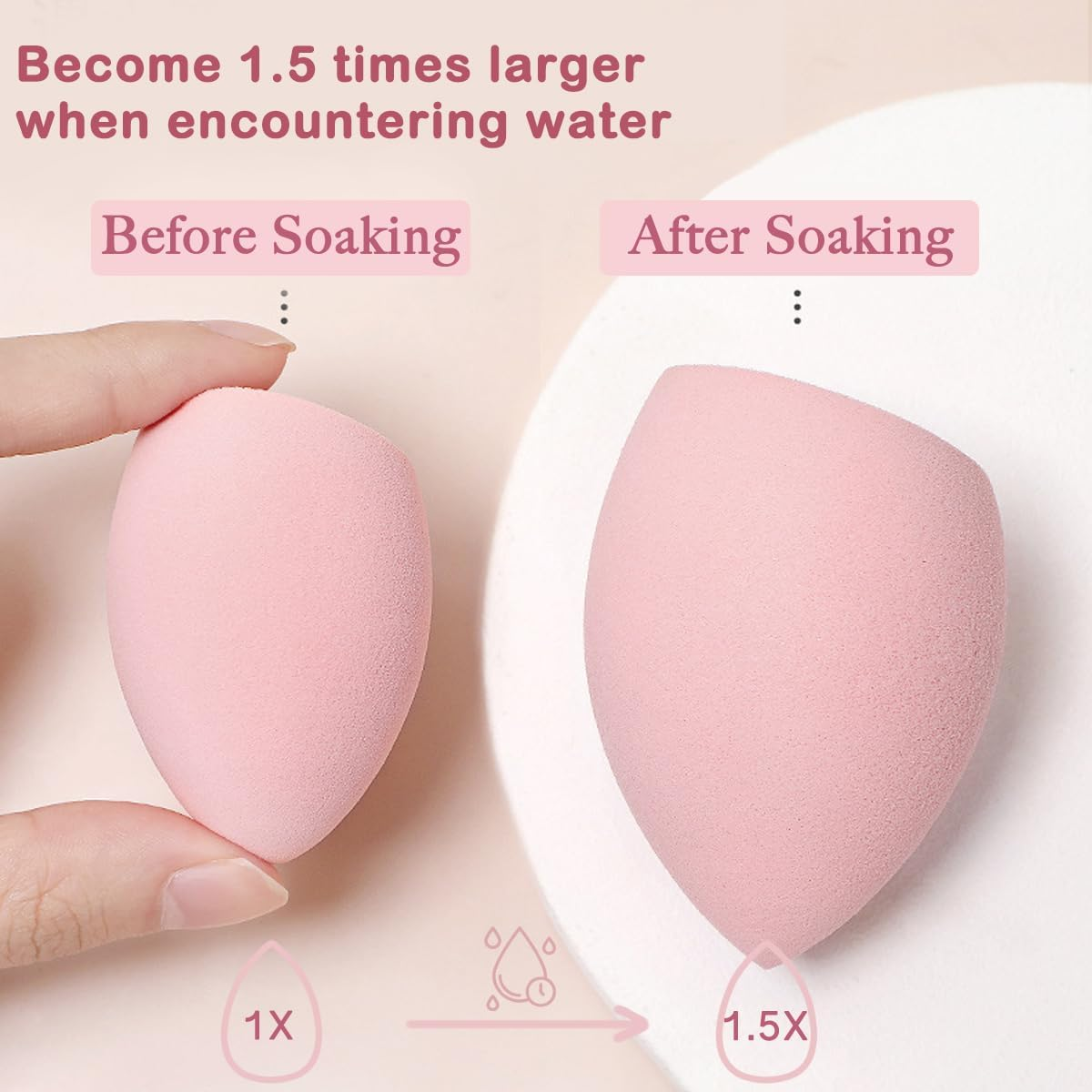 Yatinkim 5PCS Makeup Sponges Set Foundation Blending Beauty Blender Sponge for Liquid Flawless Cosmetics with Holder Storage Box Multi-Colored Pink