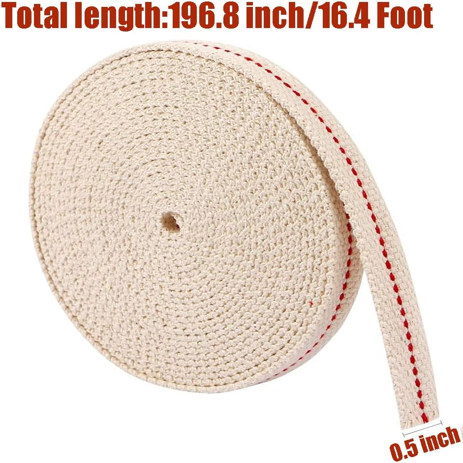 16.4Ft Oil Lamp Wick - 1/2" Cotton Wick for Kerosene & Paraffin Oil Lanterns