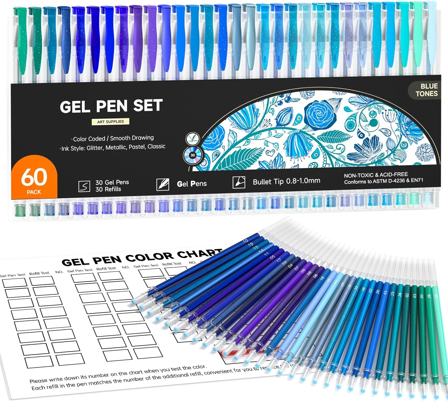 Shuttle Art 50 Pack Metallic Gel Pens, 25 Metallic Gel Pens Set with 25 Refills Perfect for Adult Colouring Books Doodling Drawing Art Markers