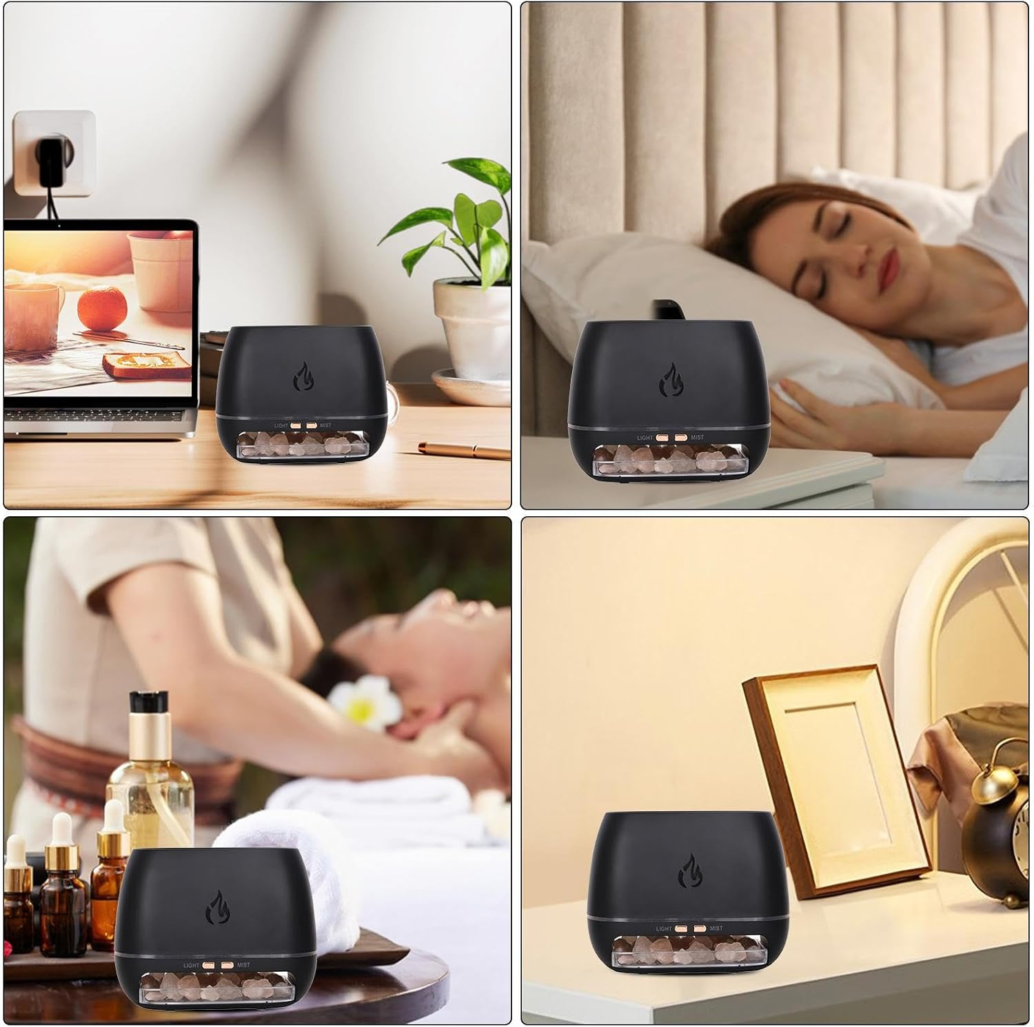 Ultrasonic Diffusers for Aromatherapy | Aroma Diffuser with Salt for Bedroom, Air Humidifier Fragrance with Light 7 Colours for Car Spa Men Women Room Office Meditation Yoga Studio S image number 6