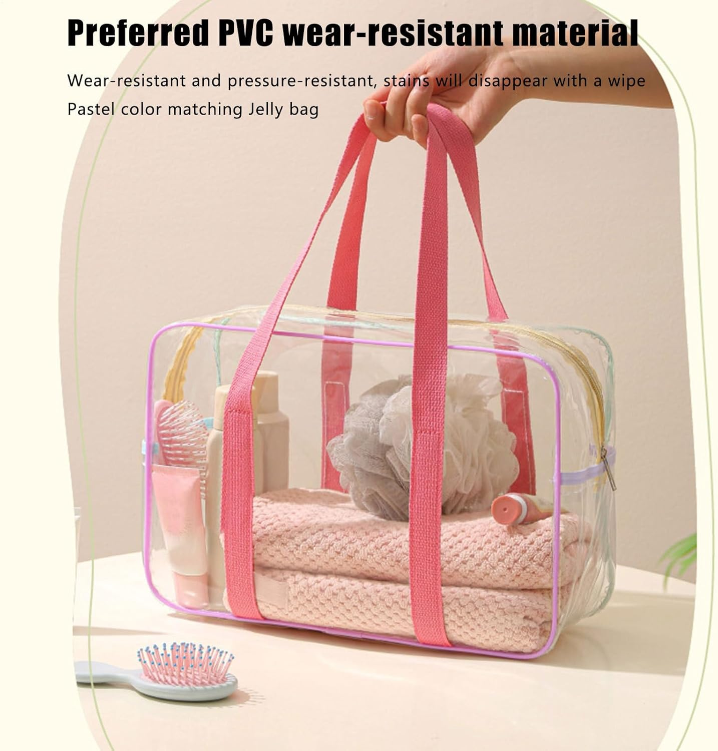 Transparent Travel Bag for Cosmetics and Hygiene Utensils, Travel-Friendly Storage for Plane, Waterproof Large Travel Organiser for Travel, Fitness, Holiday, Plane, School, Festival, Party image number 3