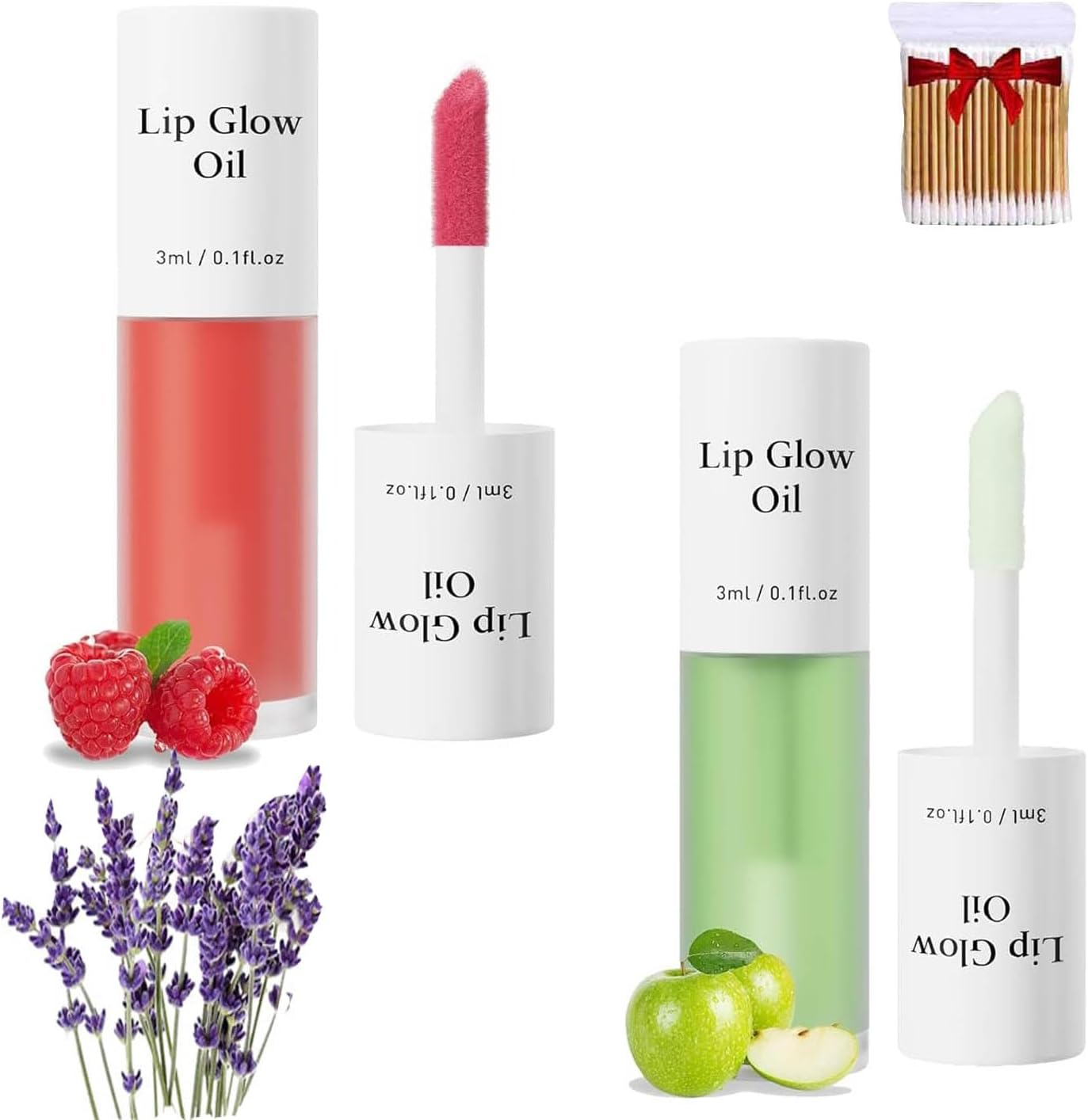 2Pcs Clovey Korean Lip Oil Stain,Clovey Tinted Lip Glow Oil,24-Hour Hydration & Plumping Effect,Waterproof,No Peel Off,Smooth Glide Application (01+02, SIZE)