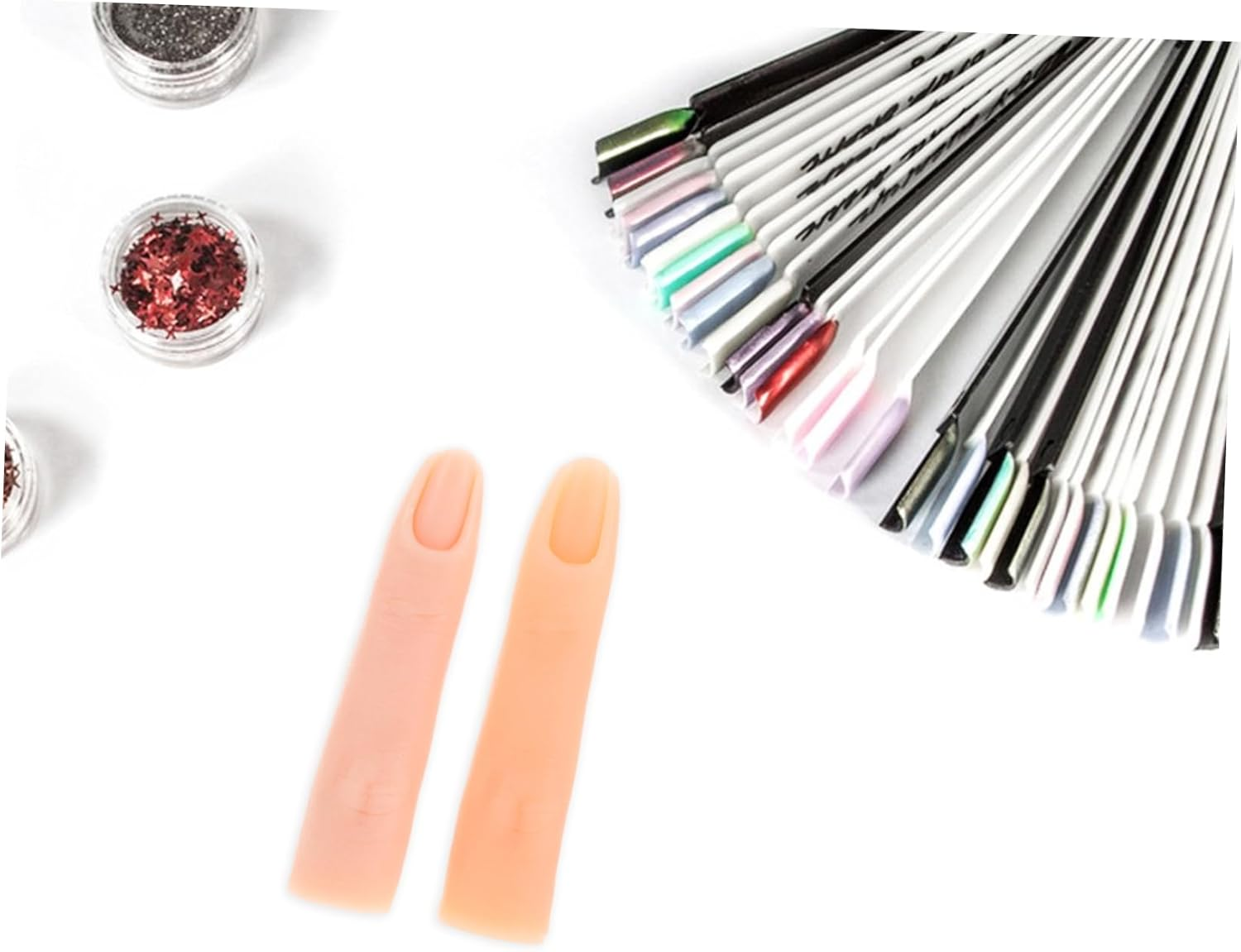 2Pcs Flexible Silicone Nail Training Fingers Realistic Practice Hand for Manicure Training Durable Sturdy for Home and Salon Use Includes Deep Tones image number 4