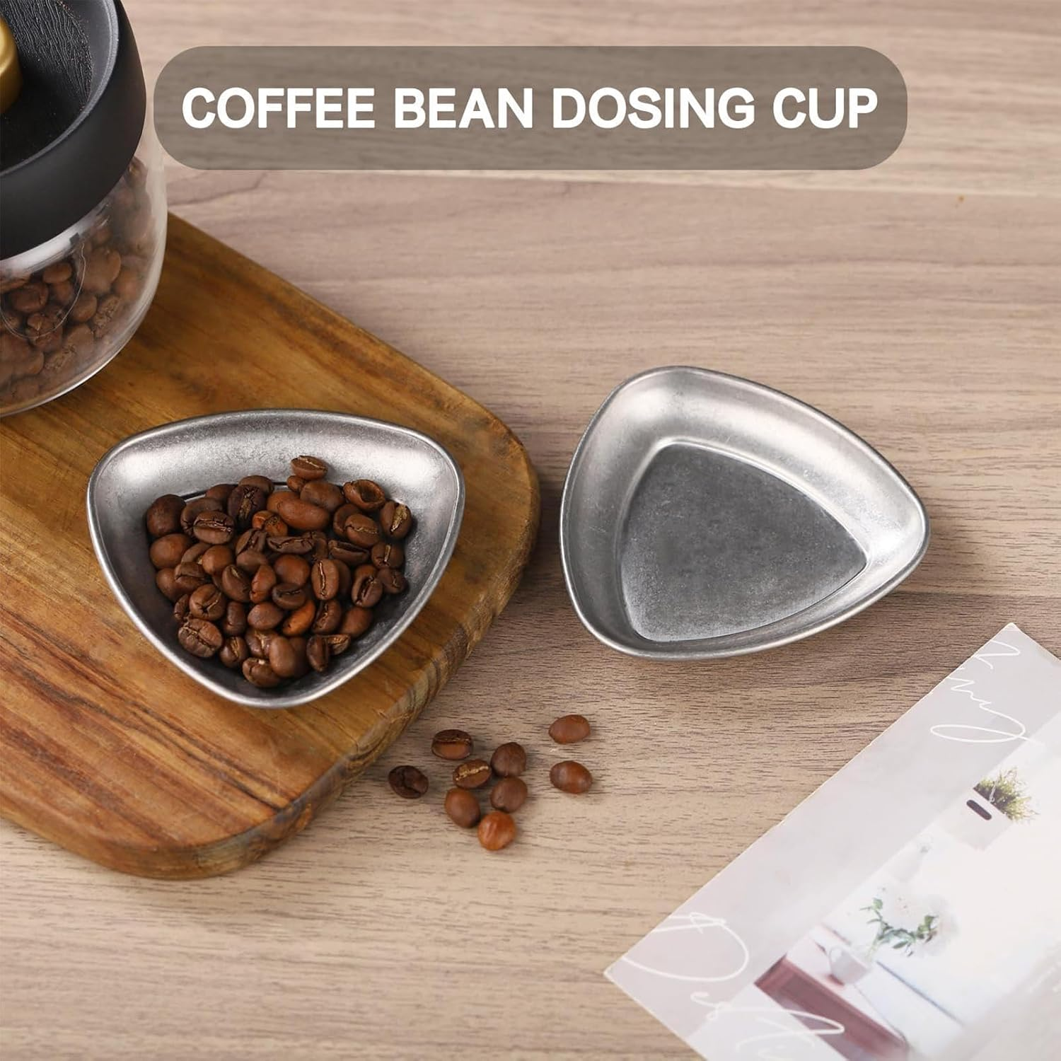 Coffee Bean Dispenser Cup | Stainless Steel Measuring Tray | Multifunctional Portable Spoon for Coffee Beans, Tea Leaves, Bath, Flour and Nuts | Accessory image number 5
