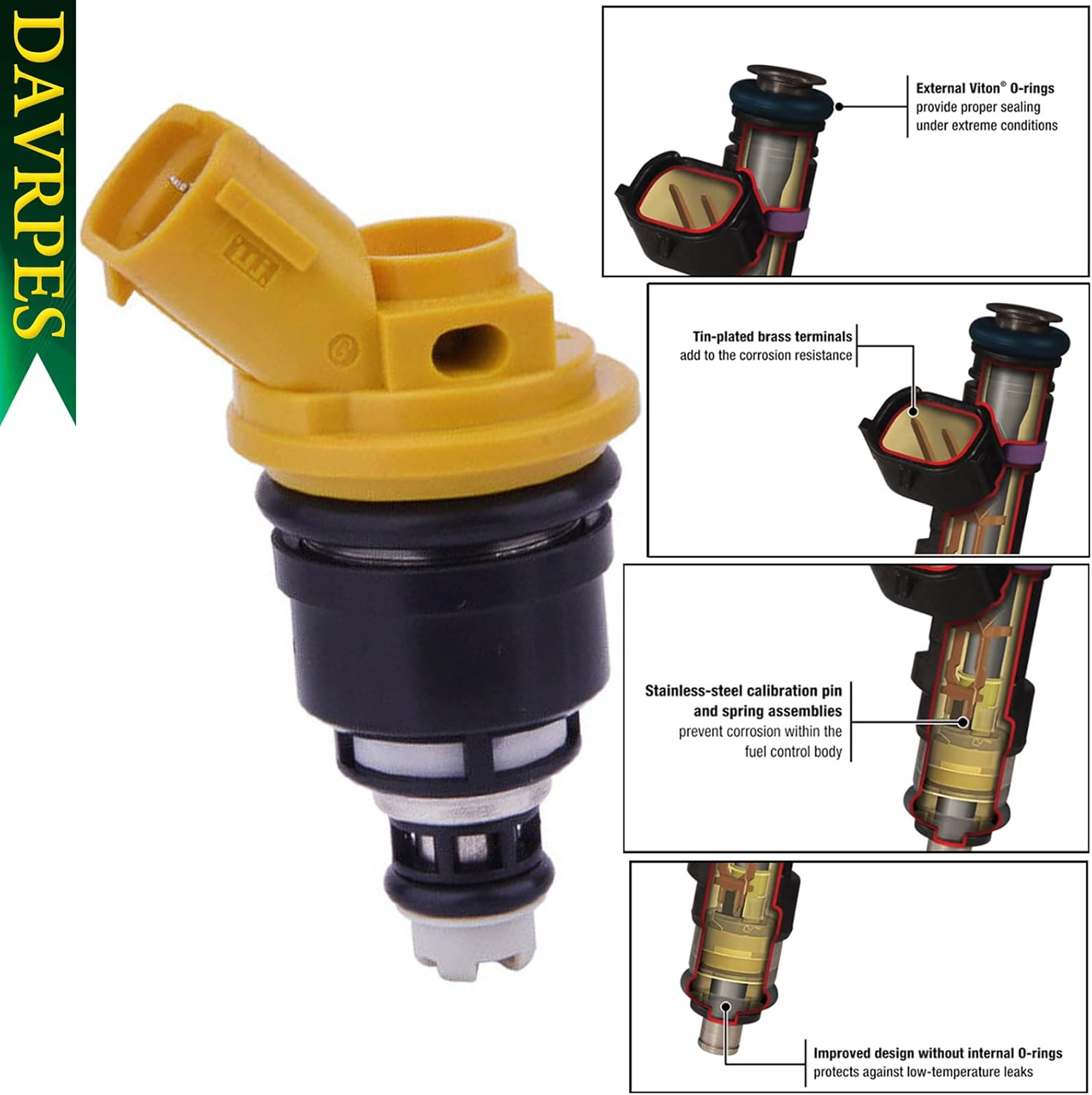 DAVRPES 4Pcs 16600-AA170 Fuel Injector Fuel Spray Nozzle Engine for Subaru Baja Impreza WRX STI 04-06, Forester 04-05, Legacy GT Outback XT 05-06 Replace#16600Aa170 image number 6