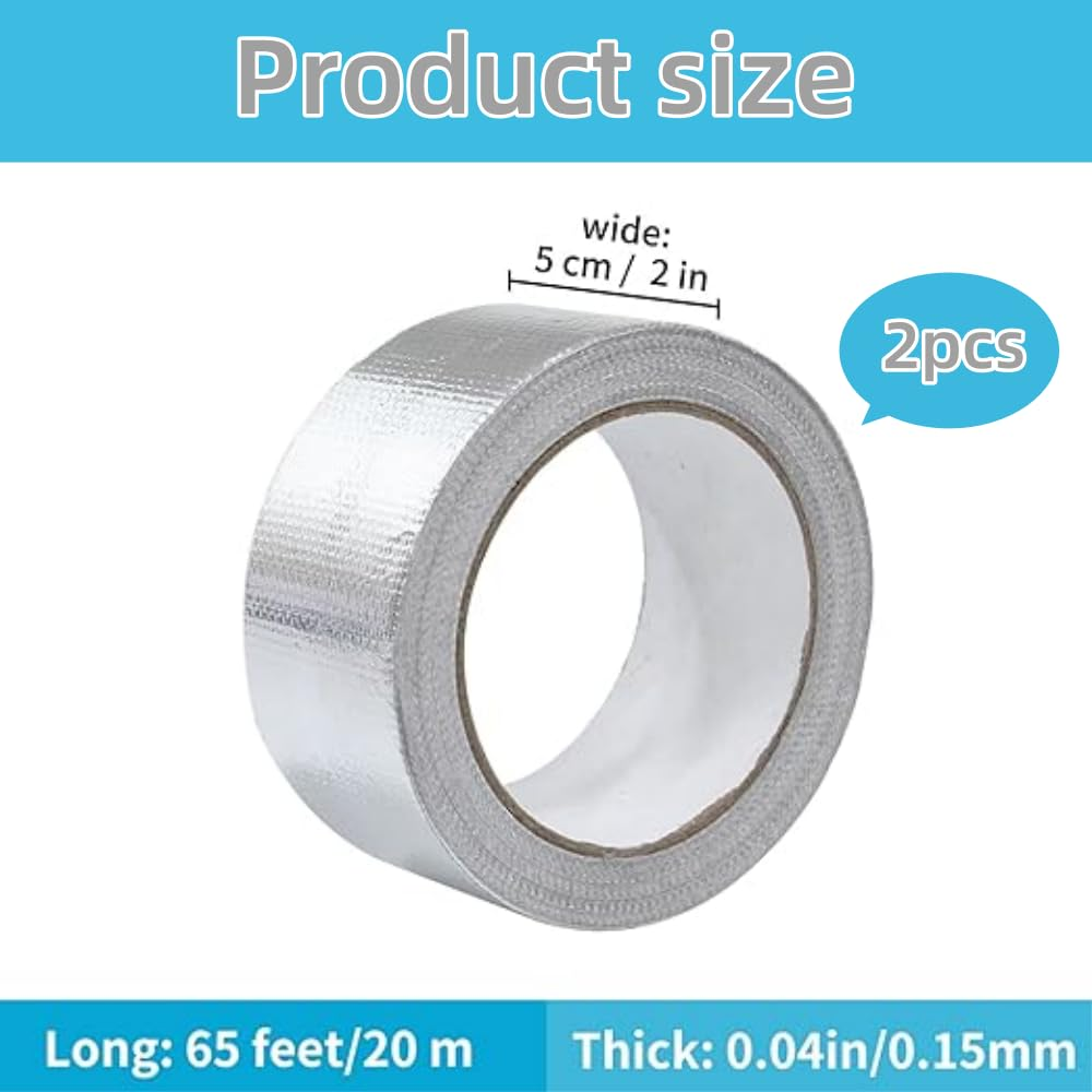 Premium Aluminum Foil Tape for Sealing Dryer Vent, Sealing & Patching Hot & Cold Air Ducts,Hvac, Pipe, Air Ducts（2 Roll） image number 5