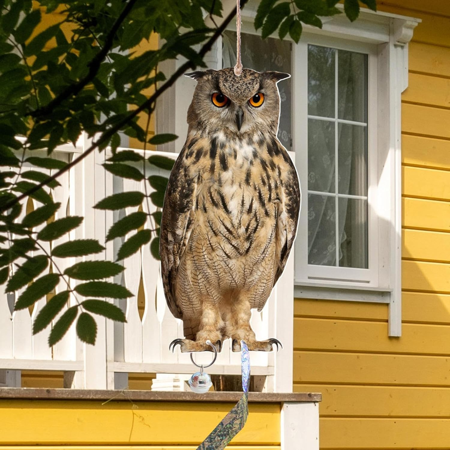 Fake Hawk, Pigeon Bird Scarers Kite for Trees Gardens, Bird Repellent1 Devices, Owl Decoy to Scare Birds Away, Garden Protector Decor Waterproof with Bell image number 5