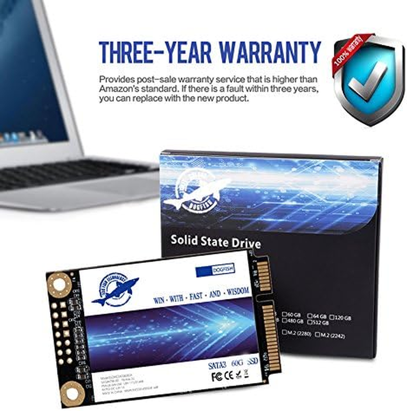 Dogfish Msata 60GB Internal Solid State Drive Mini Sata SSD Disk (MSATA 64GB) image number 2