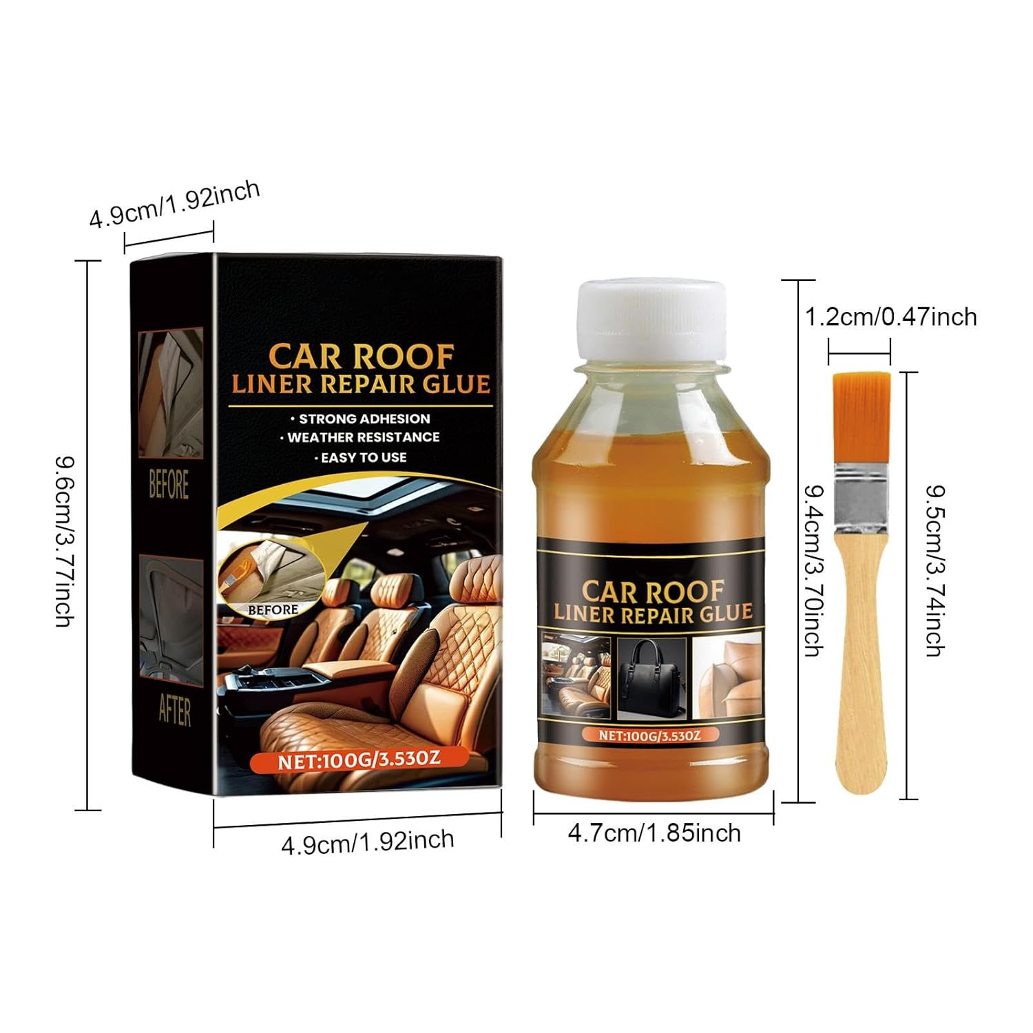 Car Ceiling Repair Adhesive | Automotive Adhesion Promoter - 100G Instant Strong Bonding Automotive Adhesion Promoter Leather Liquid Fabric Glue for Fabric Seats, Auto Headliner Repairing image number 1