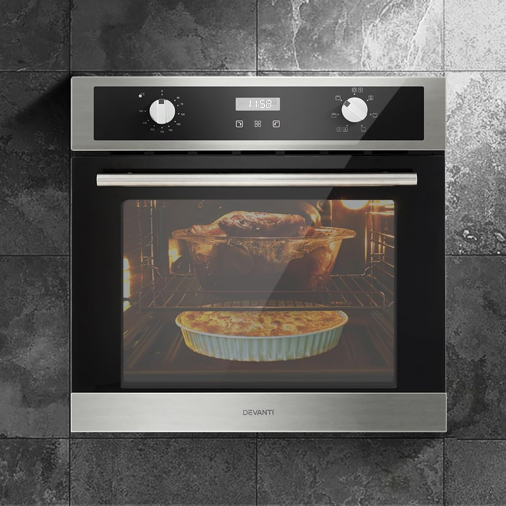 Devanti Electric Built in Wall Oven 80L Convection Grill Ovens Stainless Steel image number 4