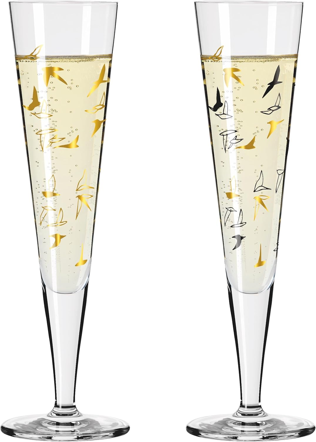 RITZENHOFF Goldnacht Duett 6261001 Champagne Glass 200 Ml Set of 2 with Real Gold Made in Germany