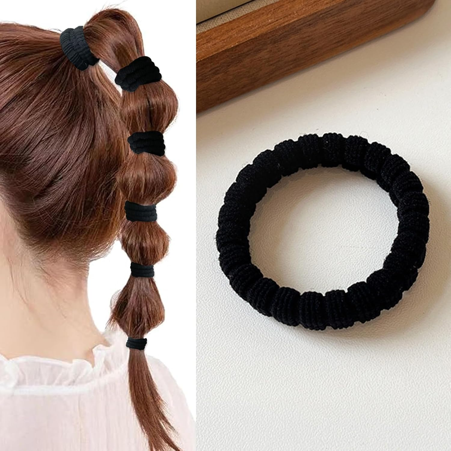 10 Pcs Hair Ties for Thick Hair No Damage, Stretchy Elastic Ponytail Holders, No Tug Hair Bands for Women image number 4