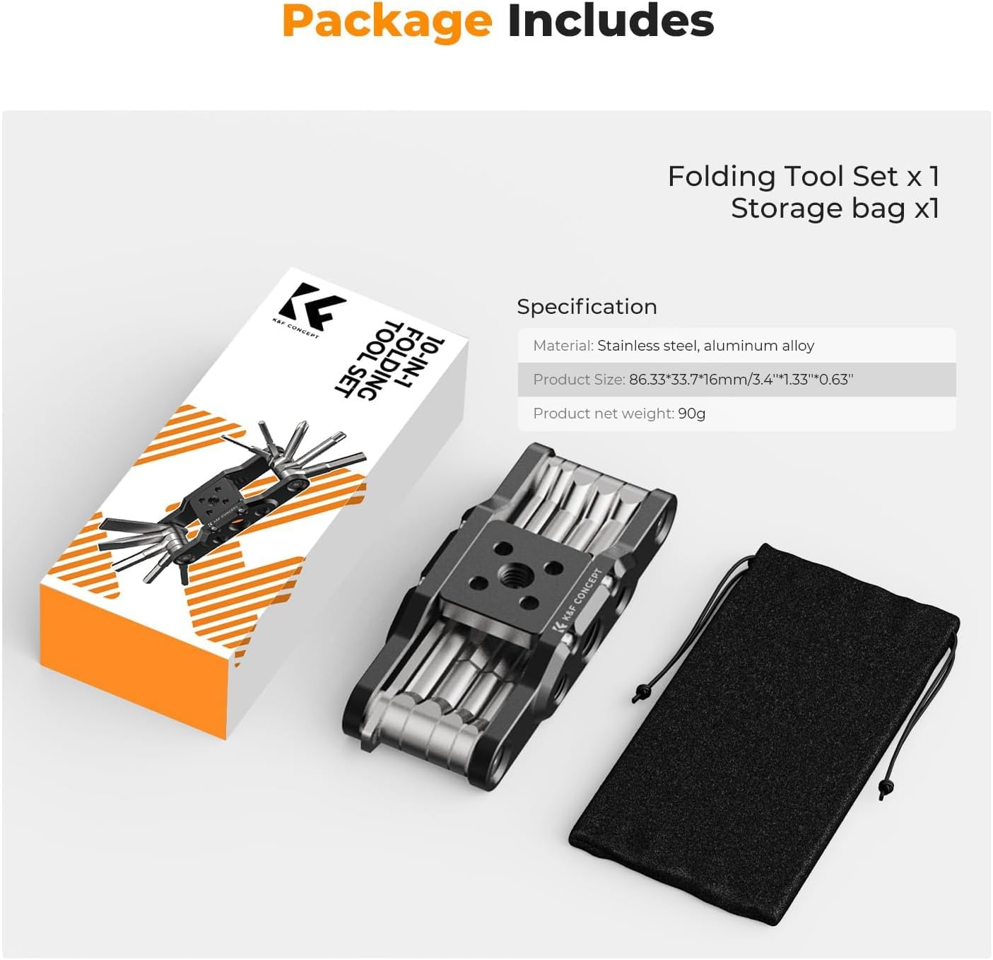 K&F Concept 10-In-1 Camera Multitool with Screwdriver and Spanner, Foldable Tool Set for Photographers, Universal Screwdriver Tool Set image number 3