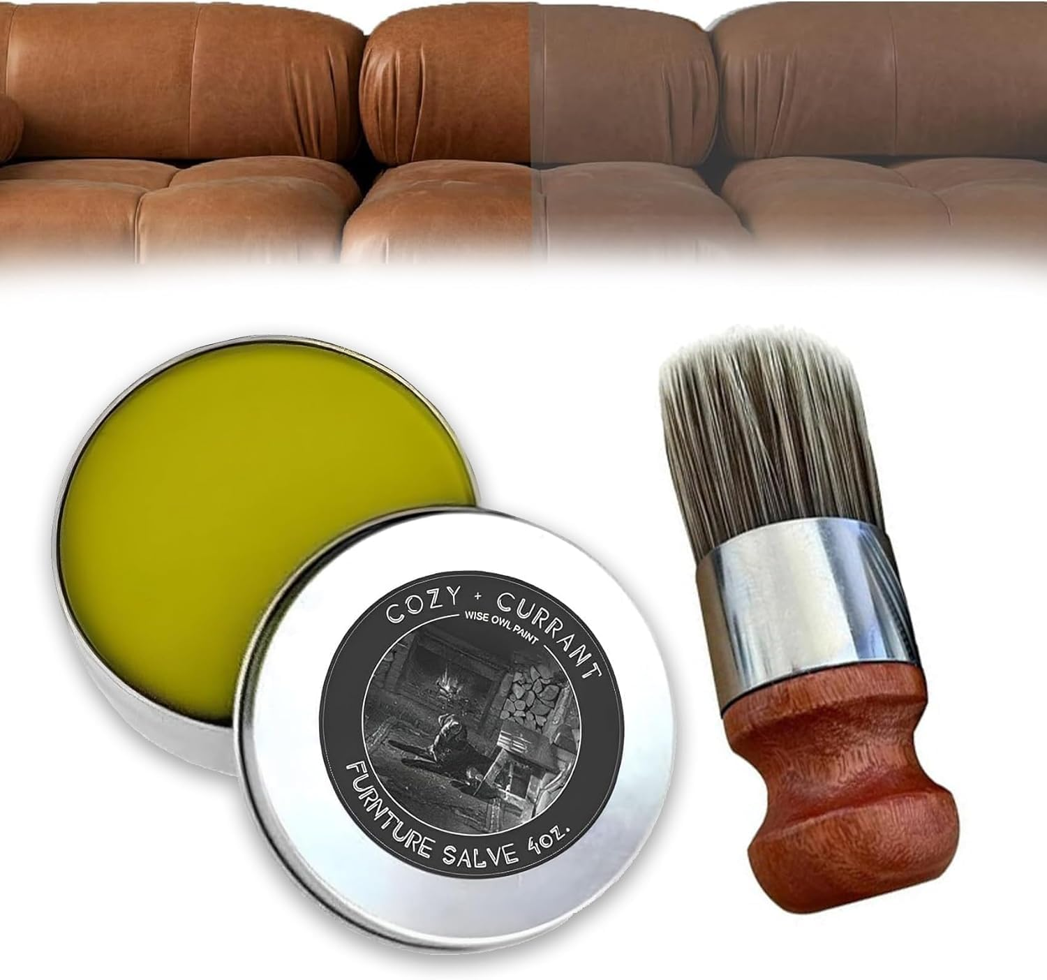 Evergloss Leather - Leather & Furniture Repair Salve, Conditioner Restorer & Polish for Car Seats & Furniture (Ointment+Brush) image number 4