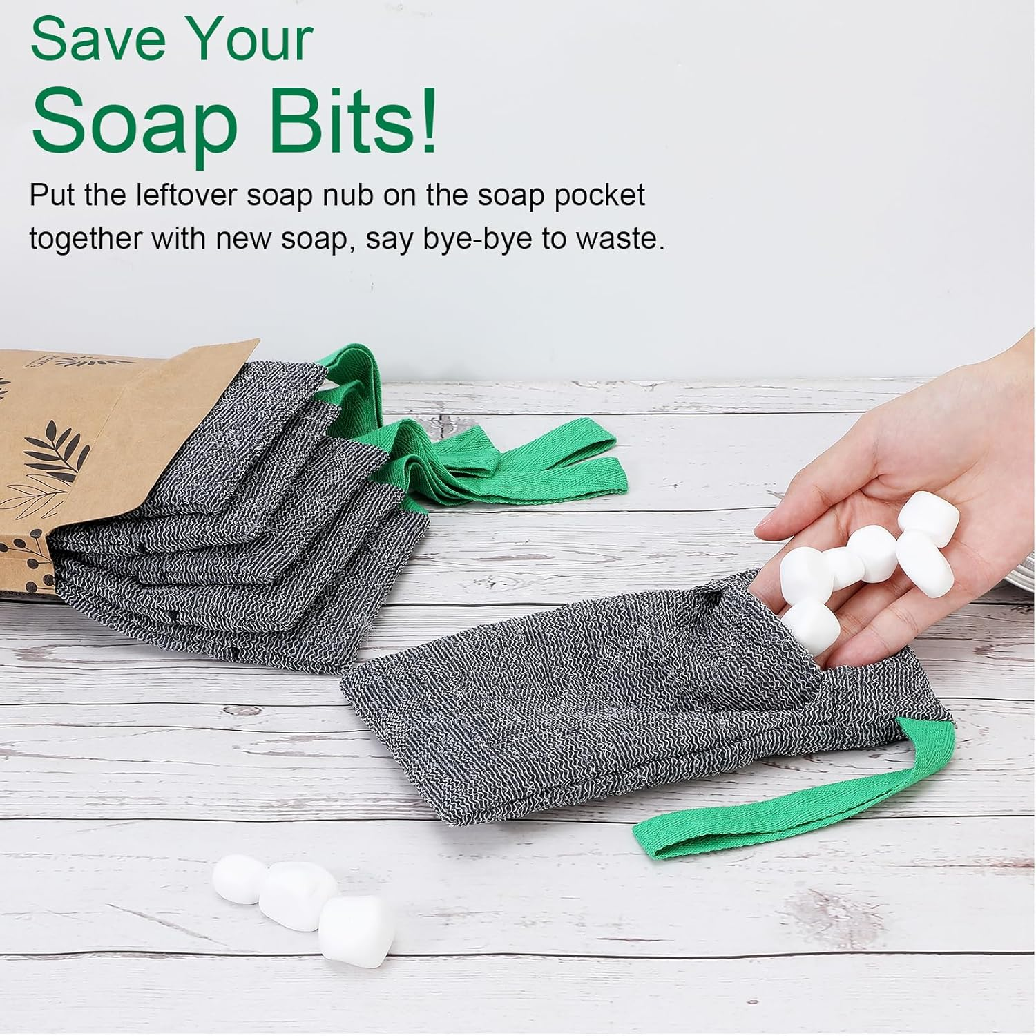 PHOGARY Soap Bags Mesh Exfoliating, 6 Pack Soap Net Sock for Bar Soap, Nylon Shampoo Bar Bags for Bath/Shower Exfoliating, Soap Sleeve Body Scrubber Pouch Body Exfoliator - Quick Drying (Black,Gray) image number 2