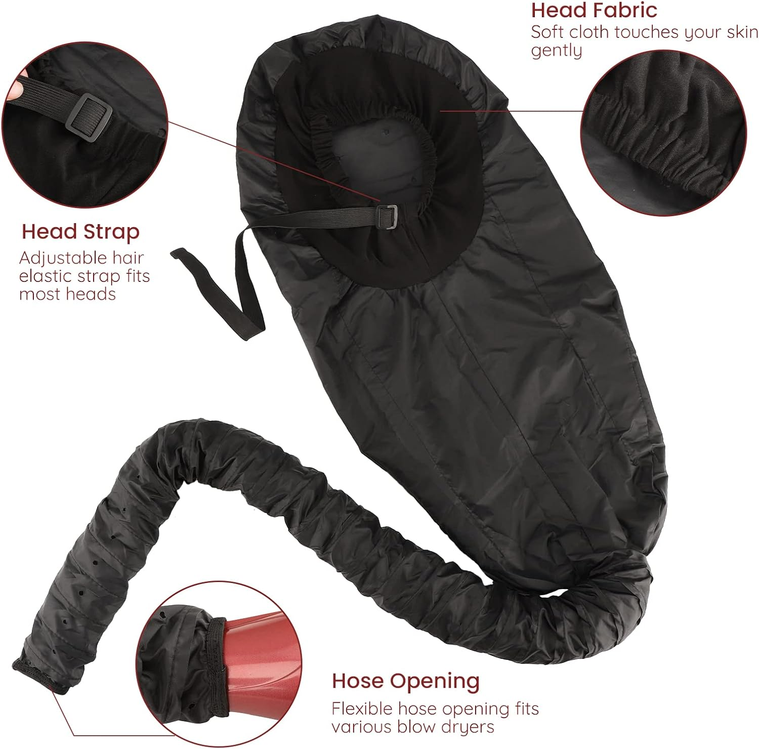 Segbeauty Bonnet Hooded Hair Dryer Attachment, Extra Large Adjustable Deep Conditioning Cap, Upgraded Hair Drying Hoods with Elastic Strap for Natural Curly Textured Hair Care, Fast Drying, Styling image number 2