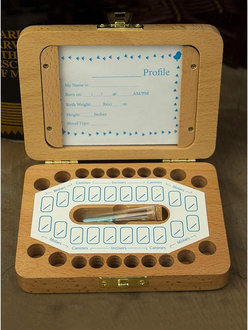 Tooth Box Wooden Dental House Children Teeth Drop Box Hoto Frame Teeth Hair Storage Container Holder Saver Memorial Box with Various Accessories image number 6