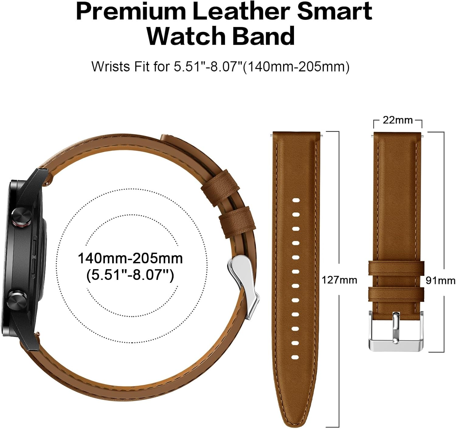 Hatolove Strap Compatible with Huawei Watch Gt3/Huawei Watch GT2/GT 2E Strap 46 Mm/Huawei Watch GT2 Pro/Gt/Classic/Sport Active, 22 Mm Leather Replacement Strap for Huawei Watch 3/3 Pro/4/4Pro 46 Mm image number 3