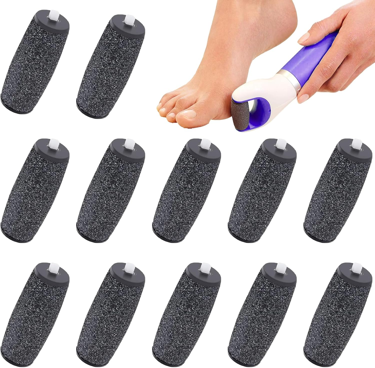Pack of 12 Callus Remover Replacement Rollers, Replacement Rollers, for Callus Remover, Extra Coarse Refills for Electric Foot File, Compatible image number 1