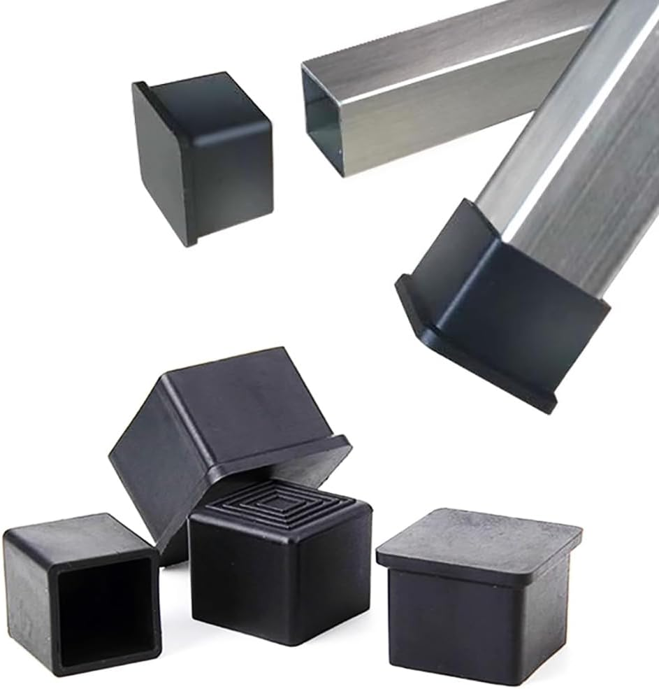 20Pcs 3/4 Inch (19Mm) Square Rubber Chair Leg Tips Caps, Chair Table Leg Covers Floor Protectors, Chair Leg End Caps for Furniture, Chair, Table image number 1