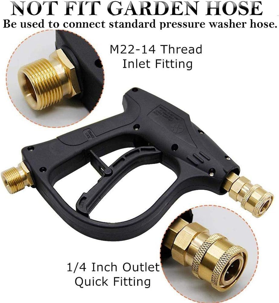Foam Cannon Short Pressure Washer Gun 1/4 Inch Quick Connector, 1 Liter Car Wash Foam Gun with 5 Pressure Washer Nozzle Tips 3/8'' Swivel Quick Connector, Applicable to M22-14 Threaded Interface image number 4