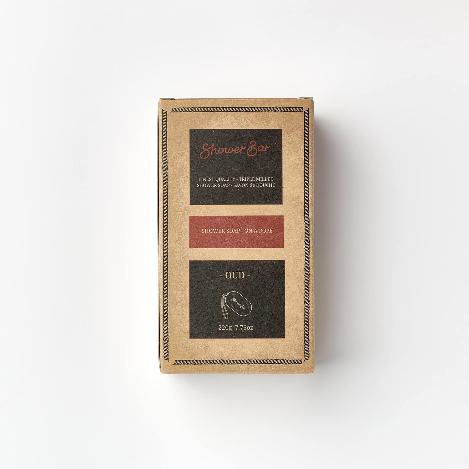 Oud Scented Soap on a Rope - 220G Natural Solid Body Wash Bar for Travel & Home - Long Lasting, Vegan, Plastic-Free, Eco-Friendly & Moisturizing