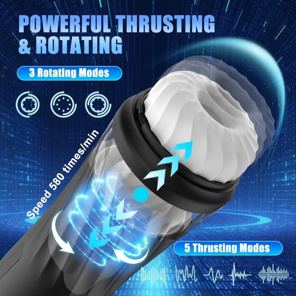 Hephix Sucking Masturbator Sex Toys for Men &ndash; New 3D Texured Automatic Masturbators Cup with 5 Vibration Modes & 5 Twisting Sucking & 3 Rotating Sucking & Heating Mode, Penis Pump Stroker for Men with 1 More Lubricating Oil image number 3