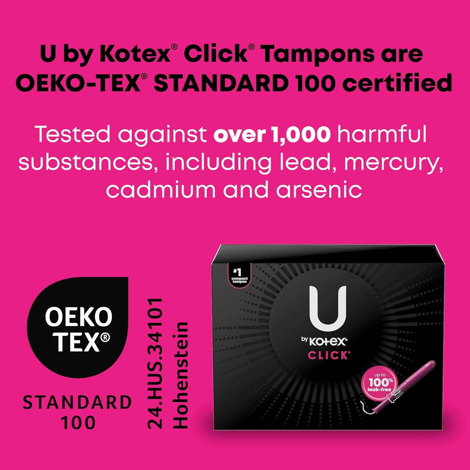 U by Kotex Click Compact Tampons, Super, Unscented, 192 Count (6 Packs of 32) (Packaging May Vary) image number 5