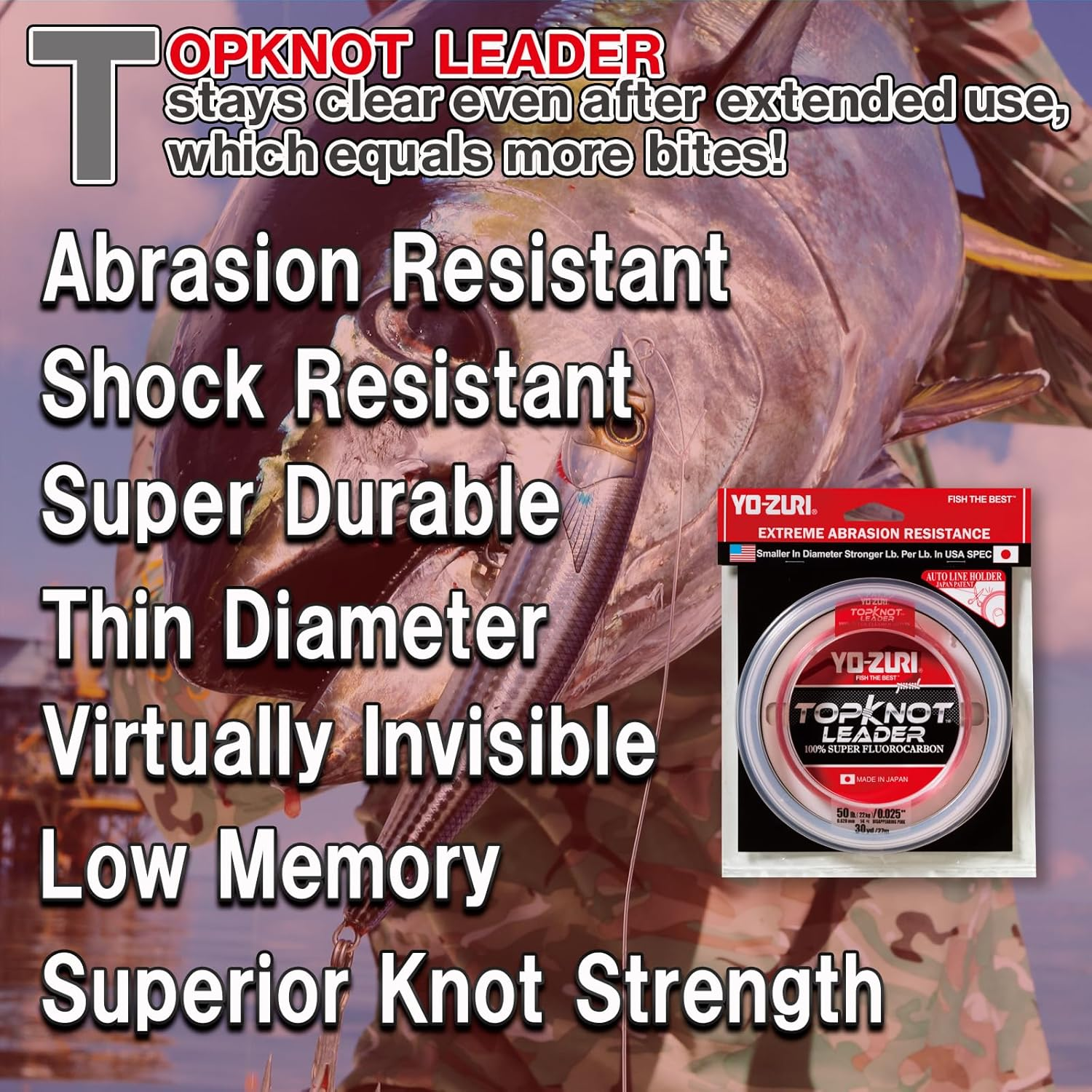 Yo-Zuri Topknot 30 Yd Sinking Leader, Disappearing Pink, 50 Lb image number 2