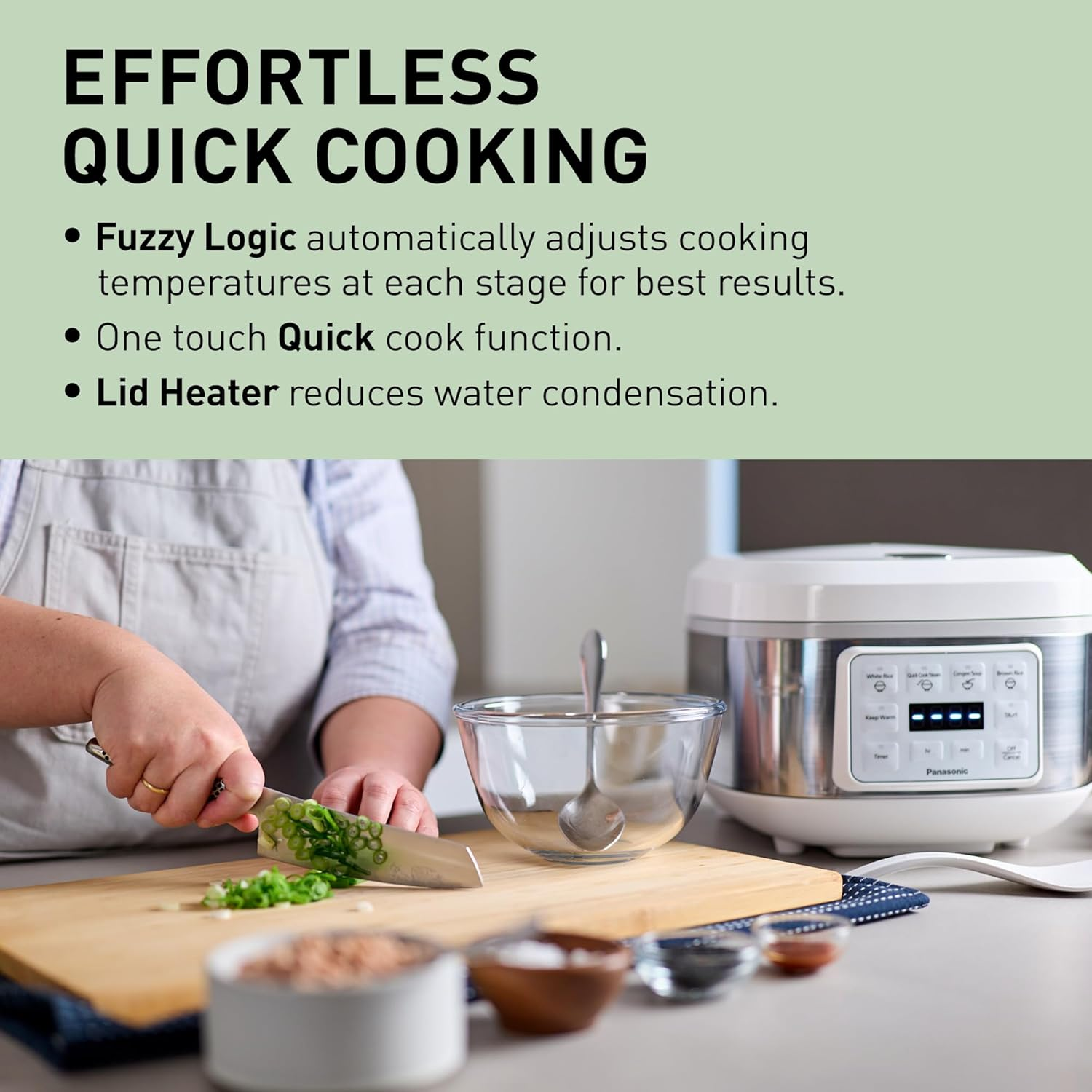 Panasonic Rice Cooker 8 Cup, LED Display, Touch Control, Non-Stick Pot, Quick Cook, Keep Warm, 4 Auto Menus, Delay Timer, Includes Measuring Cup, Rice Scoop, Steam Basket, White (SR-DA152WST) image number 1