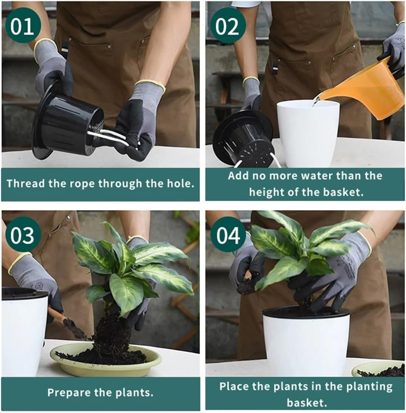 5PCS Plant Self Watering Plastic Flowerpot, White Modern Plastic Flowerpot, Succulent Orchid Indoor Flowerpot, with Inner Mesh Size 4''4.2'' 4.6 '' 5''6.6 '' image number 1