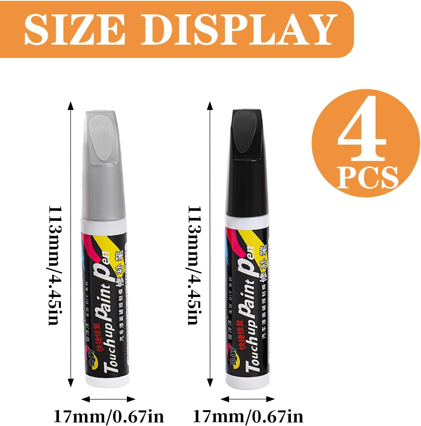 4 Pack Touch up Paint for Cars, Quick and Easy Vehicle Scratch Repair Fill Pen, Waterproof and Rustproof Automotive Rim Scratch Remover Accessories, Universal Use for Suvs, Trucks & Rvs, Black/Silver image number 4
