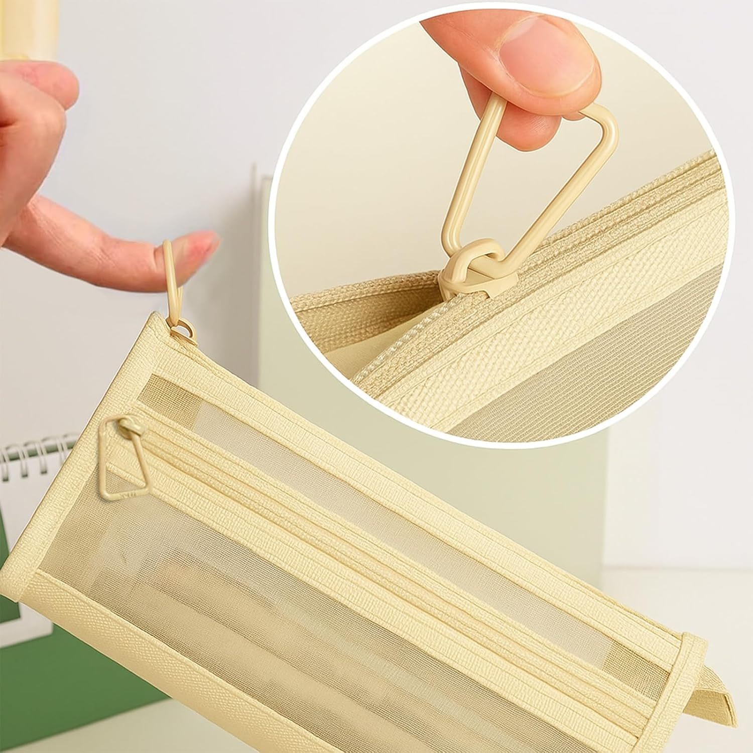 4 Pcs Pencil Case, Portable Clear Zipper Mesh Pouch for Makeup, Travel, Stationery Storage, Assorted Colors image number 5