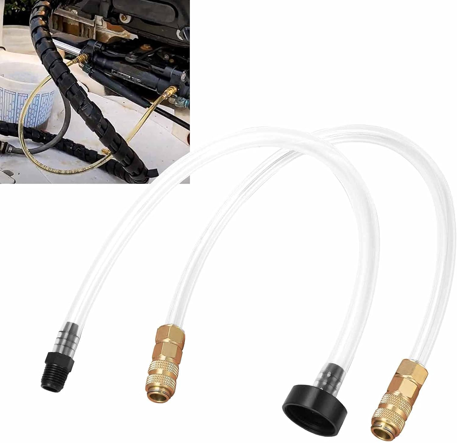 Boat Hydraulic Steering Bleed Kit, Outboard Oil Filler Hose Bridge Tube Kit Boat Steering System Kit Power Steering Flush Kit Boat Bleeder Hose Quick Connect Bleed Kit for Boats image number 2
