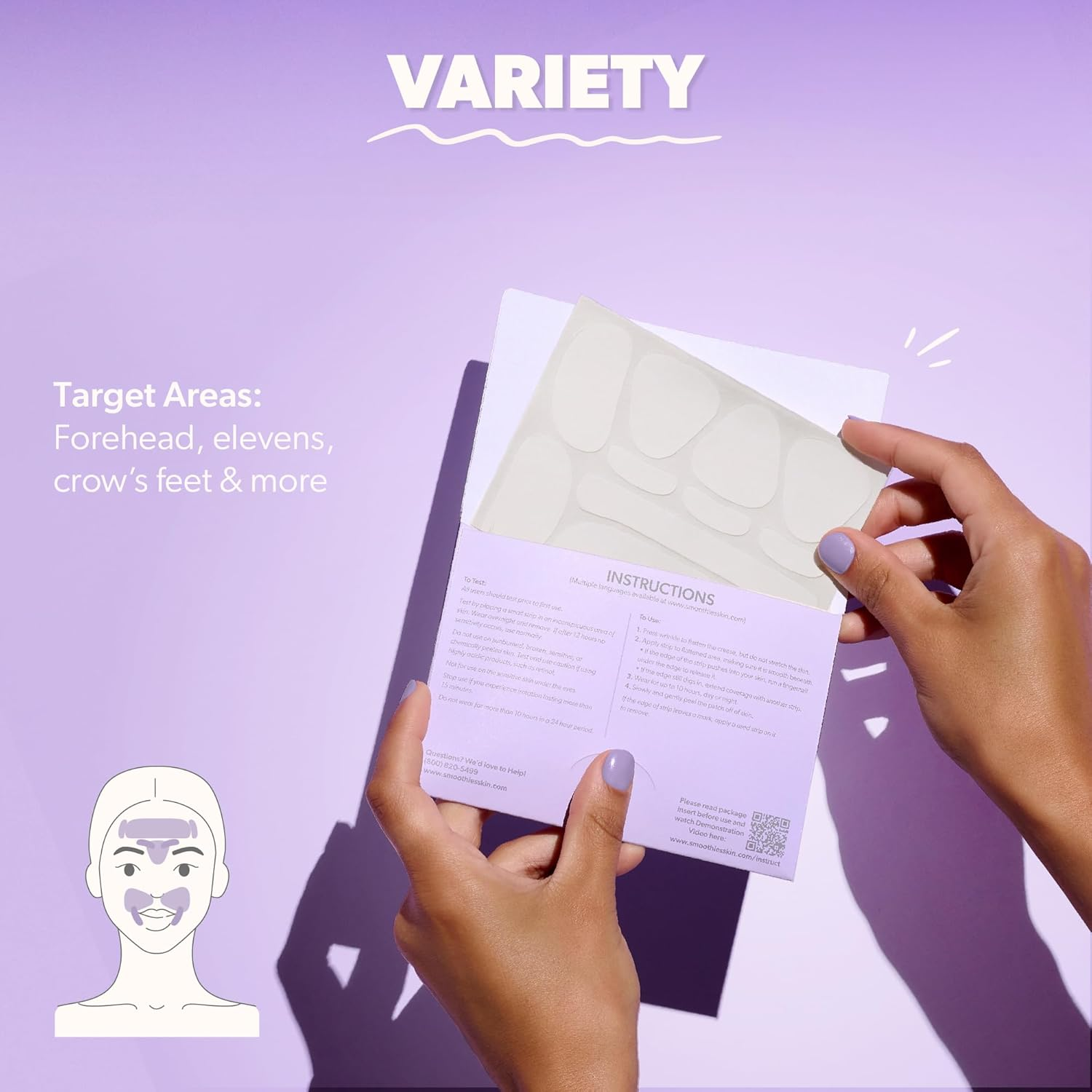 Smoothies Variety Wrinkle Patches for Face &ndash; Facial Patches, 160 Count per Box &ndash; Made in the USA