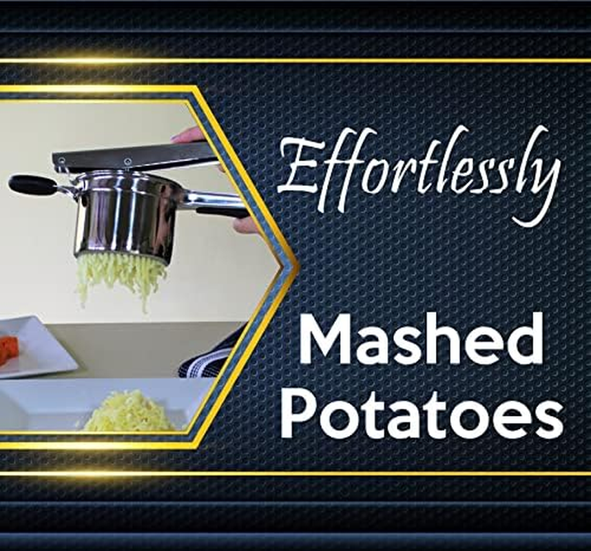 Vita Saggia Stainless Steel Potato Ricer and Masher, Heavy Duty, Premium Grade, Large Capacity, Vegetable Ricer and Fruit Ricer, Great for Purees, Fruit Juicer, Baby Food Press Squeezer Too (Black)