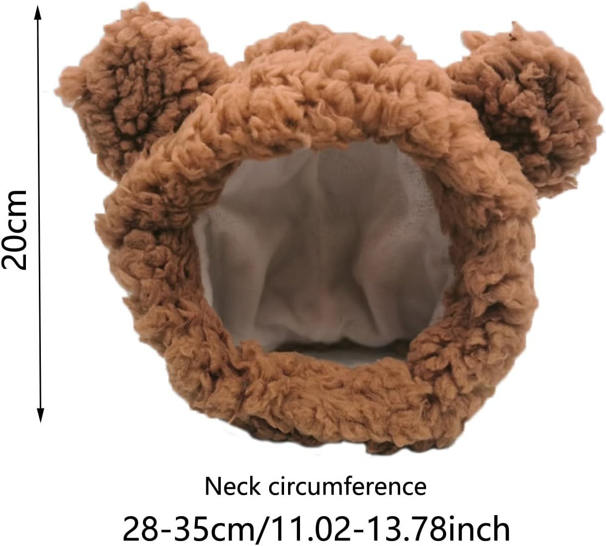 Cat Hat with Bear Ears Cute Cat Costume Bear Hat Adjustable Soft Plush Pet Headband Dress up Party Headwear Accessories for Small Puppy Dog Kitten (Brown)