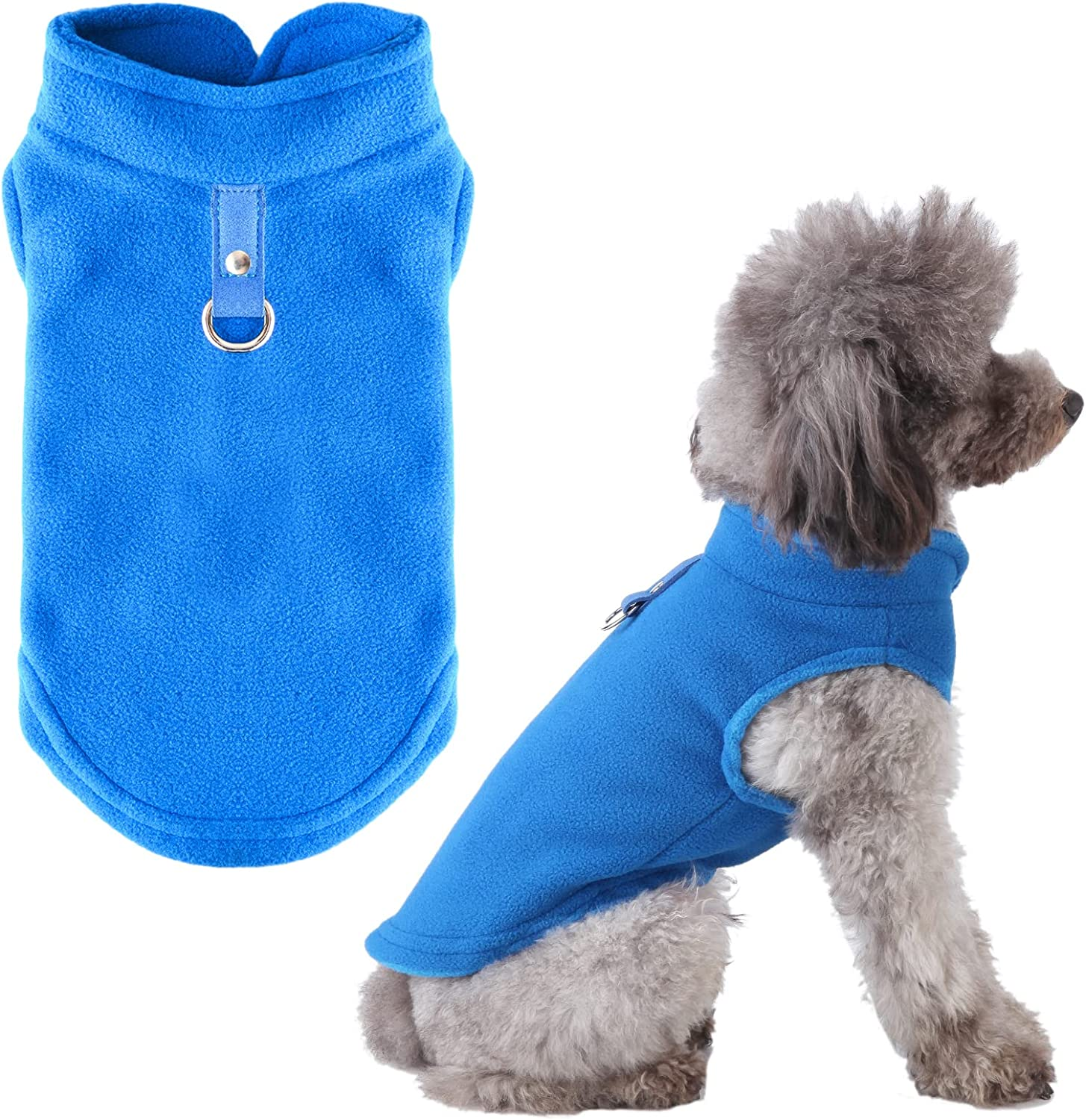 PETCARE Small Dog Sweater Cat Fleece Vest Soft Dog Jacket with Leash O-Ring Winter Warm Pet Pullover Coat Puppy Clothes for Small Dogs Cats Chihuahua Apparel Shih Tzu Costume, Grey