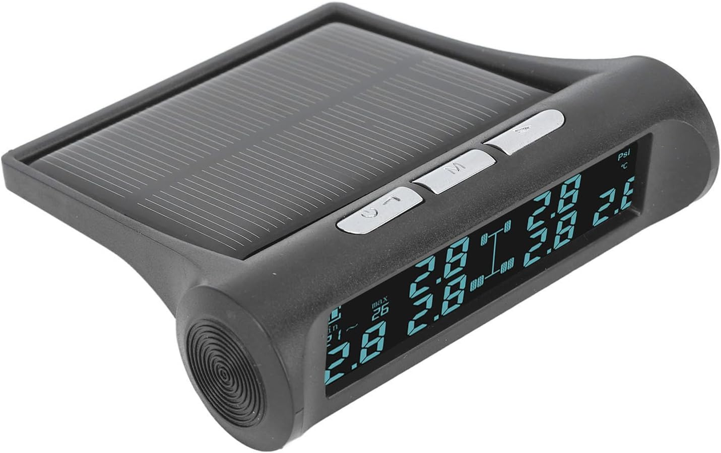 Tire Pressure Monitoring System, USB & Wireless Solar TPMS Tire Pressure Monitor System with 6 External Sensors, Real-Time Display Tire Pressure Temperature, 0-100PSI / 0-7Bar