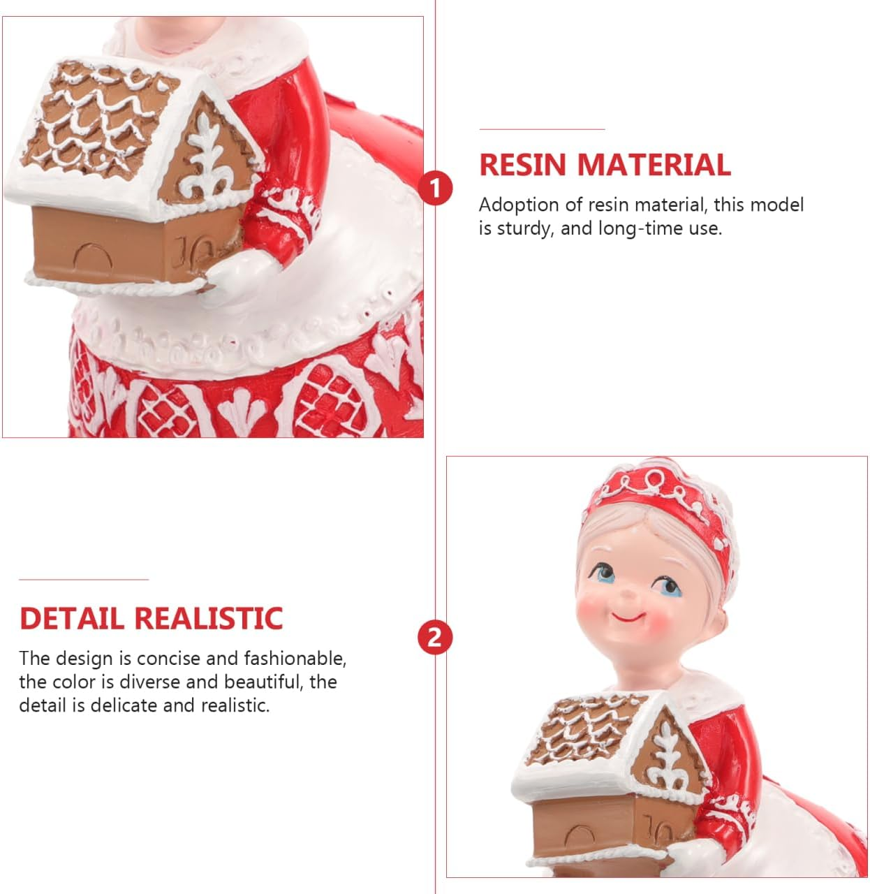 COHEALI Couple Resin Figurines Set - Mrs Claus Ornament for Christmas Decor, Perfect for Desk and Home Decoration image number 4