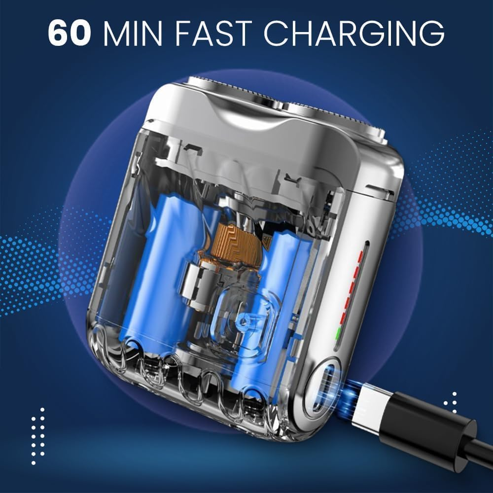 R-12 Mini Electric Shaver for Men, 2025 New Portable Waterproof Beard Shaver with Suitcase Design, Travel-Friendly Men'S Shaving Razor (Blue) image number 4