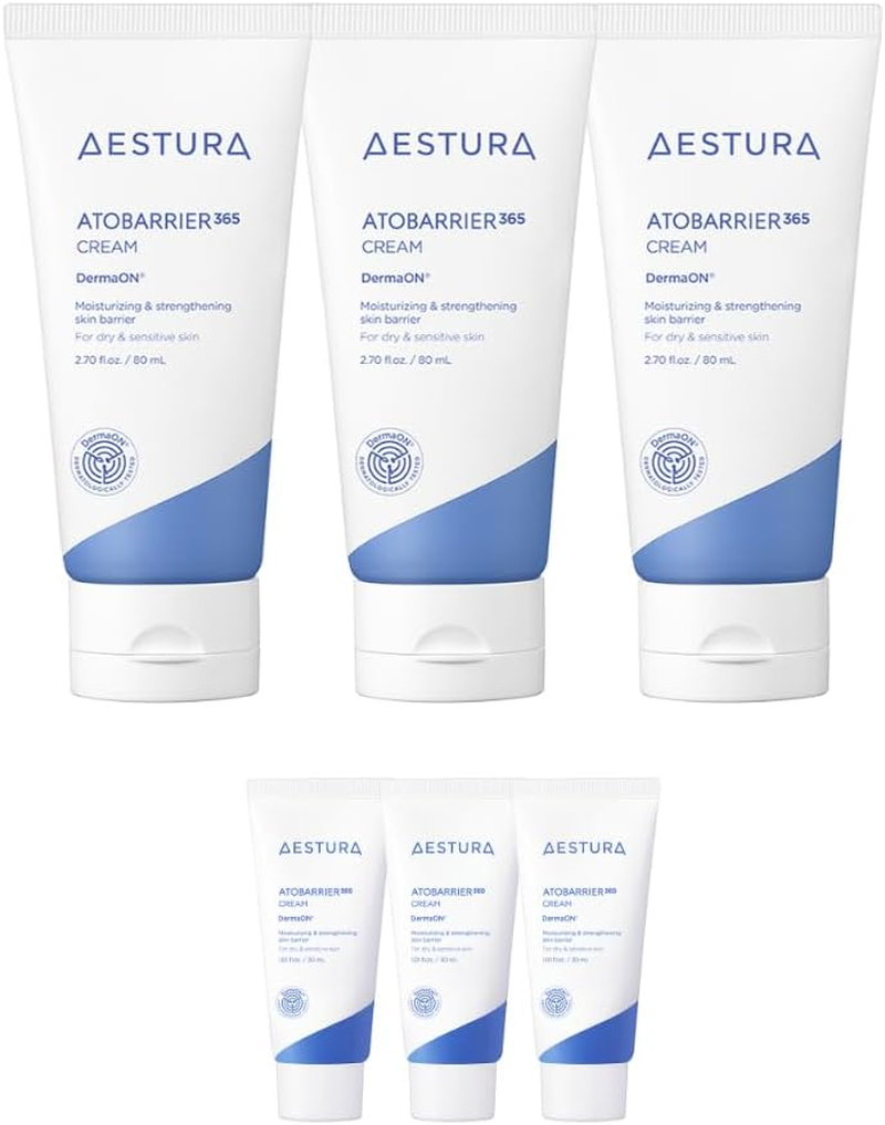 Bulk Buy Set Atobarrier365 Cream Full Size 80Ml X 3Ea + Travel Size 30Ml X 3Ea (Total 330Ml). Korean Skincare Promotion Set for Aestura. image number 2