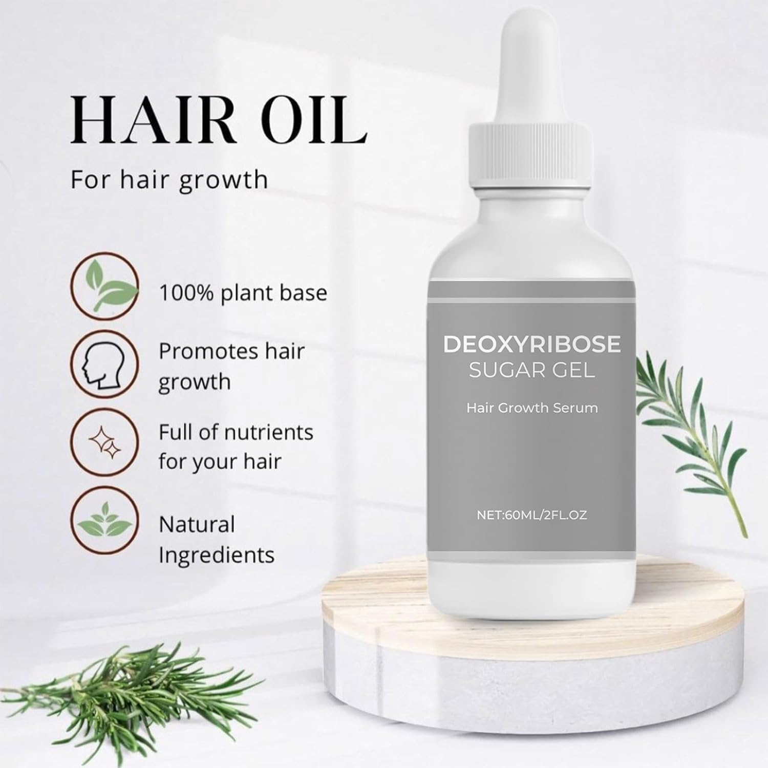 LYSYYAZ Deoxyribose Gel Hair Growth Serum, 60Ml, Unisex-Adults, Clear, Gel Form, for Hair Loss & Thinning, 1 Pcs image number 6