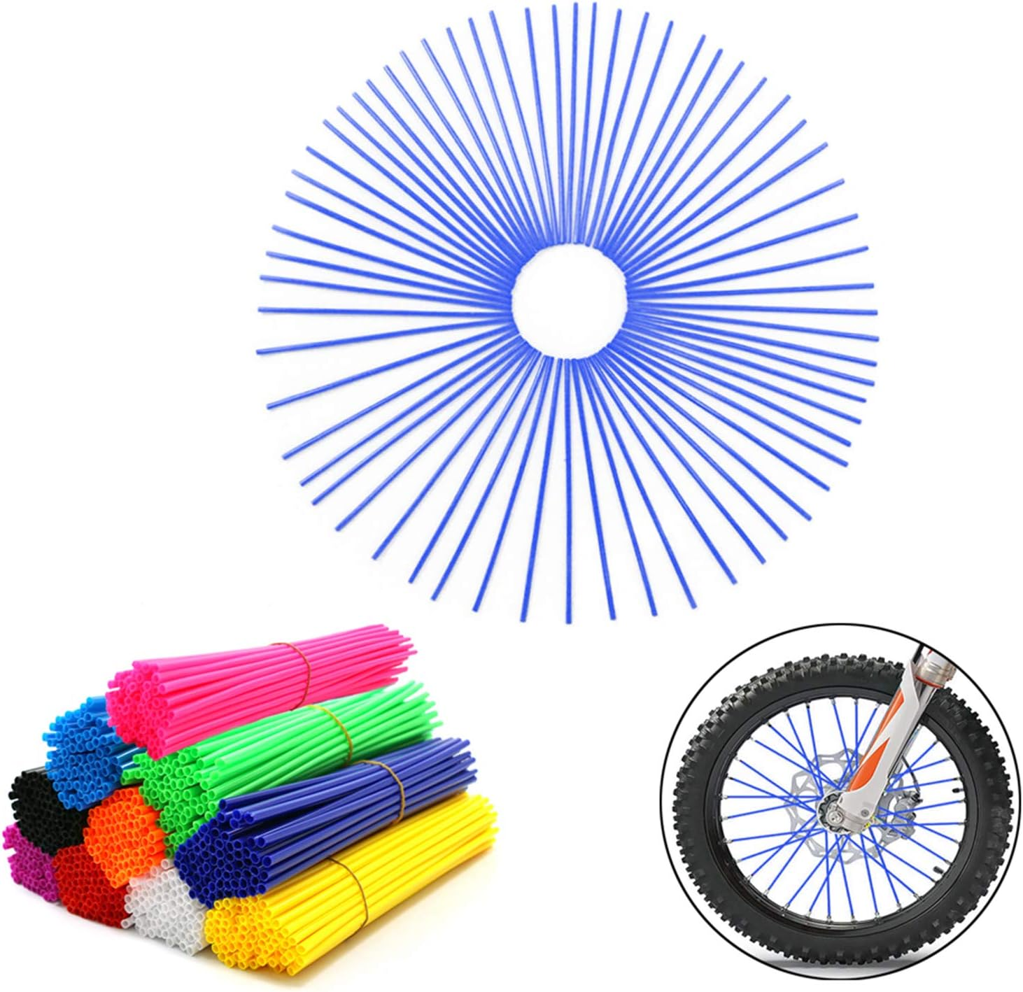 72Pcs Universal Spoke Skins Covers，Wheel Spoke Wraps Skins Pipe Trim Decoration Protector for Motorcycle Dirt Bike Yamaha Honda BMW Suzuki Kawasaki Pink