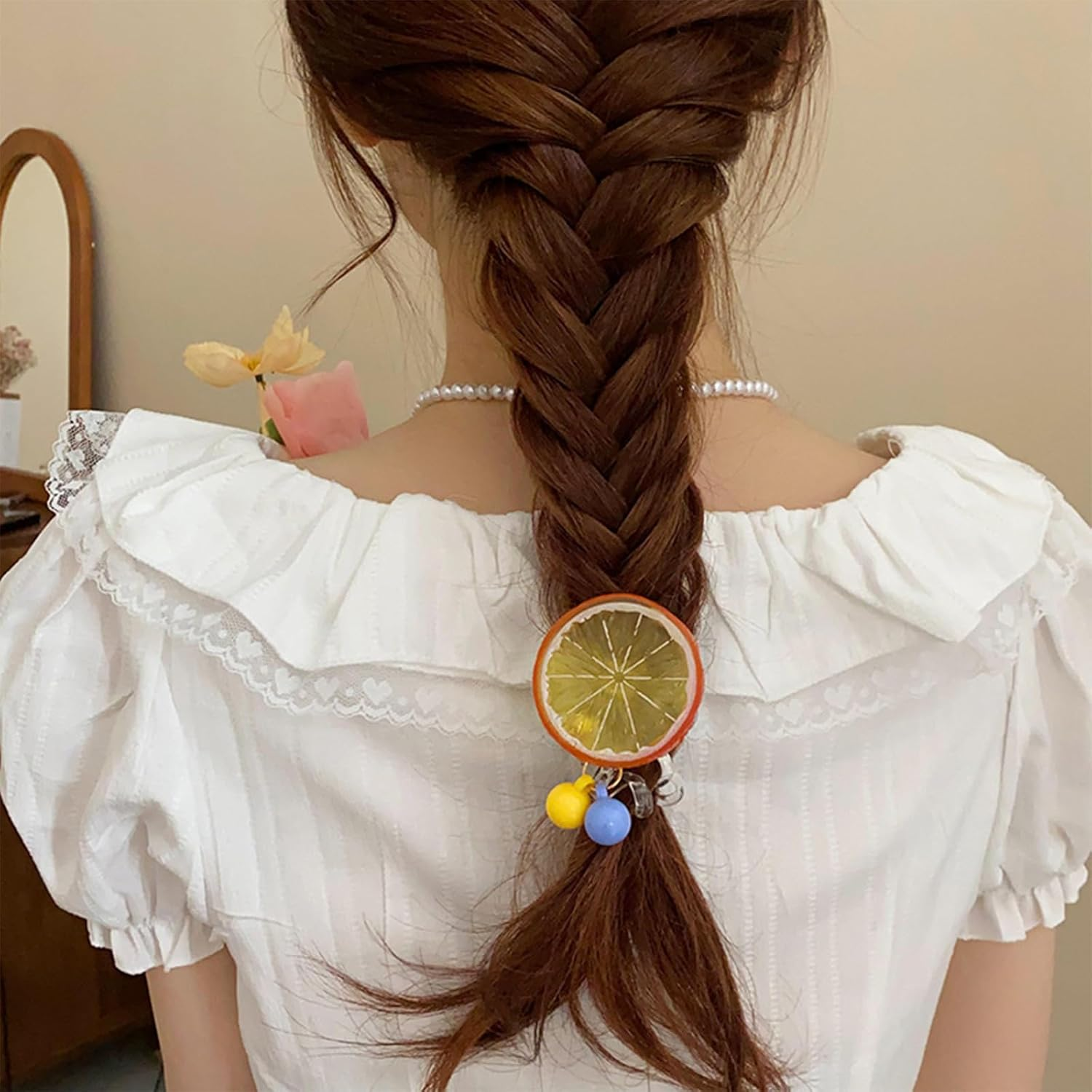 Hair Clips for Girls, Pack of 2 Orange Hair Clips, Hairpins, Hair Accessories for Girls with Fruit Motifs, Accessories for Carnival Party image number 4