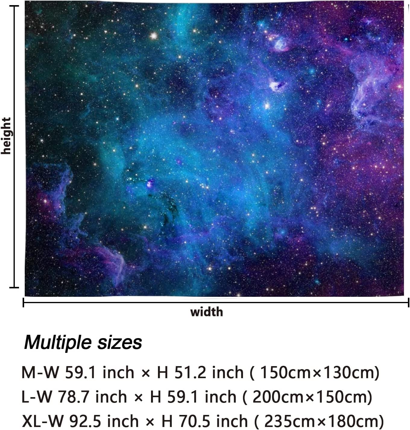 Lahasbja Galaxy Tapestry Blue Starry Sky Universe Space Wall Hanging Psychedelic Mysterious Nebula Stars for Living Room Dorm image number 3