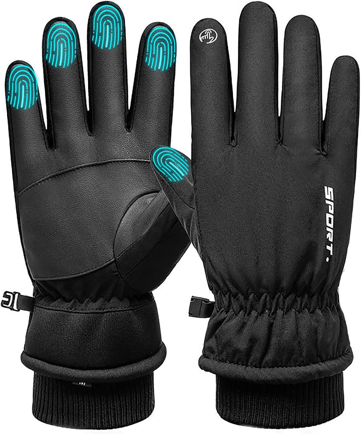 Winter Gloves Cycling Gloves with Touch Screen Fingers for Men Warm,H HOME-MART -20℉ Windproof Waterproof Ski Women Running Gloves with Touchscreen Thermal Lining Anti-Slip for Motorcycle Snowboarding image number 3