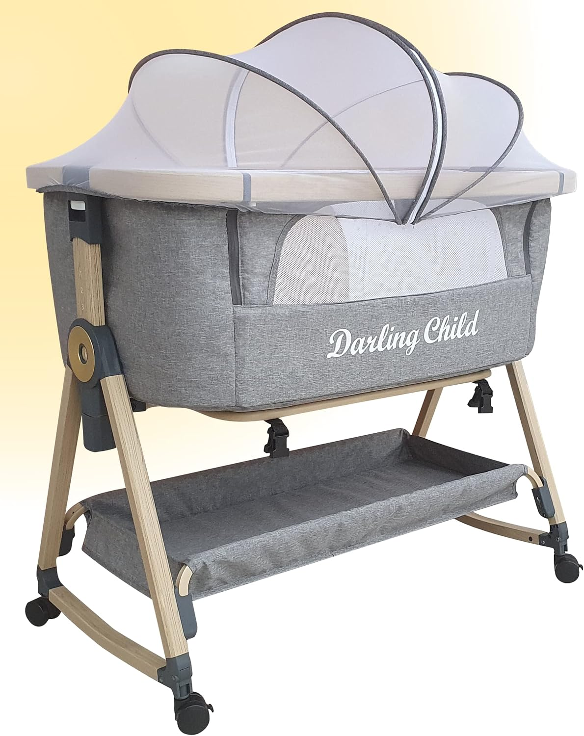 Baby Bassinet on Wheels, Baby Cot, Portable & Foldable Baby Crib, Newborn Baby Bed &ndash; 3-In-1: Bedside Co Sleeper Bassinet, Rolling & Rocking Cradle. with Mosquito Net ... Newborn Essentials Baby Gifts