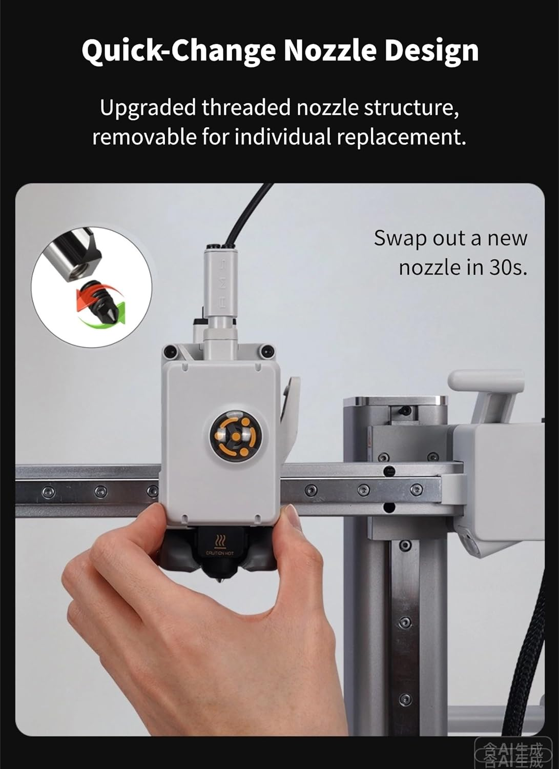 Diyeeni for A1/A1 Mini Hotend Kit, 3D Printer Head Hot End Kit Extruder, High Temperature Hardened Steel Nozzle with Silicone Cover Sock & Wrench, 3D Printer Accessories (0.4Mm) image number 1